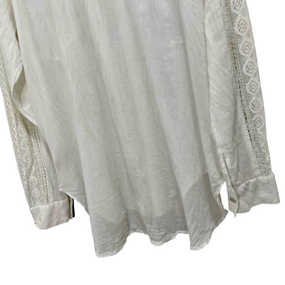 Anthropologie Holding Horses White Crochet Cotton Sheer Button Up Blouse Medium - Picture 6 of 13
